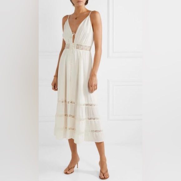 Reformation Dresses & Skirts - Reformation White Shelley Lace-trimmed Georgette Midi Dress